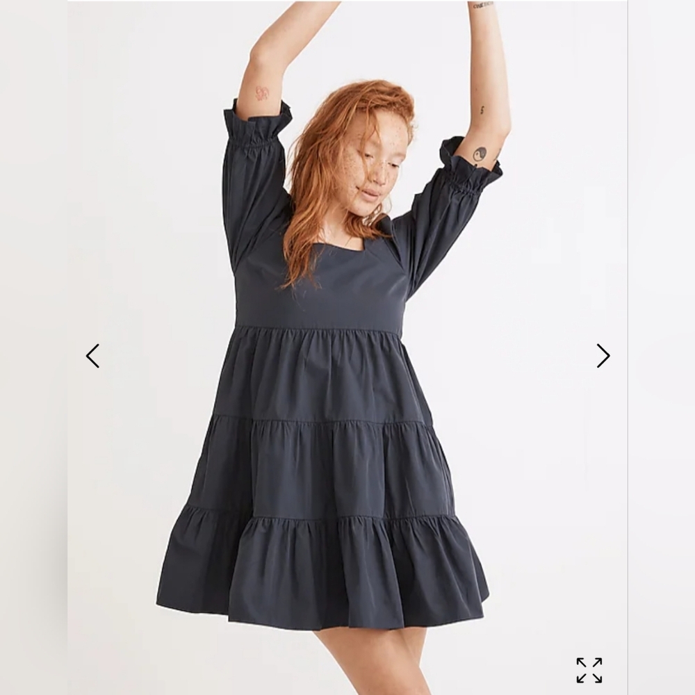 Madewell Poplin Lizzie Dress Square Neck in Twilight Size 00